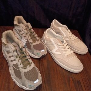 Stylish Men's Sneakers - Beige and White